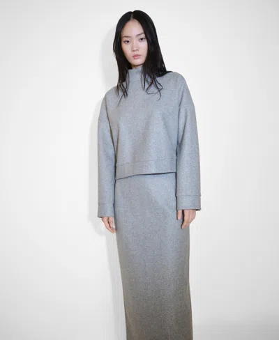 Mango Women's Turtleneck Plush Sweatshirt In Gray