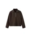 Mango Half Zip Sweatshirt In Brown