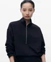 Mango Turtleneck Sweatshirt With Zip Navy In Black