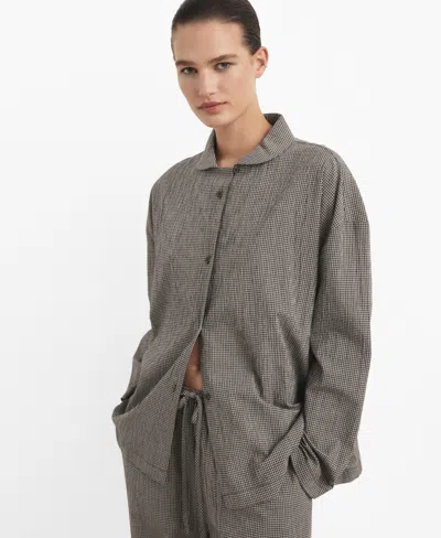 Mango Women's Two-piece Cotton Gingham Pajamas In Brown