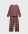 Mango Check Cotton Flannel Pajamas In Brown