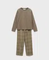 Mango Check Cotton Flannel Pajamas In Green