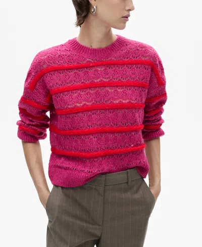 MANGO WOMEN'S TWO-TONE OPENWORK SWEATER