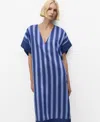 Mango Tunic Lyocell Stripe Two-tone Woven Blue In Blue