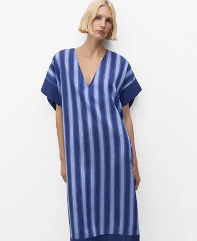 MANGO WOMEN'S TWO-TONE STRIPED LYOCELL WOVEN TUNIC