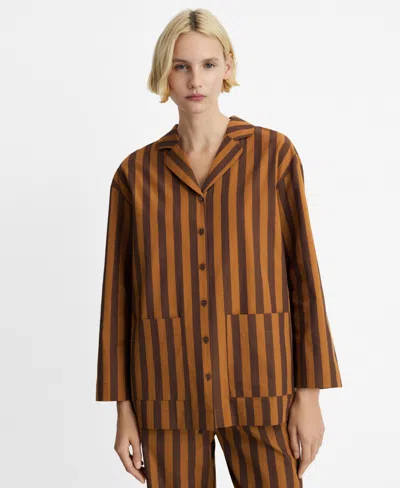 Mango Women's Two-tone Woven Striped Long Shirt