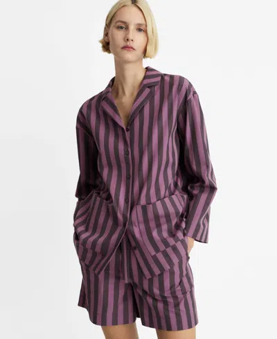 Mango Women's Two-tone Woven Striped Long Shirt