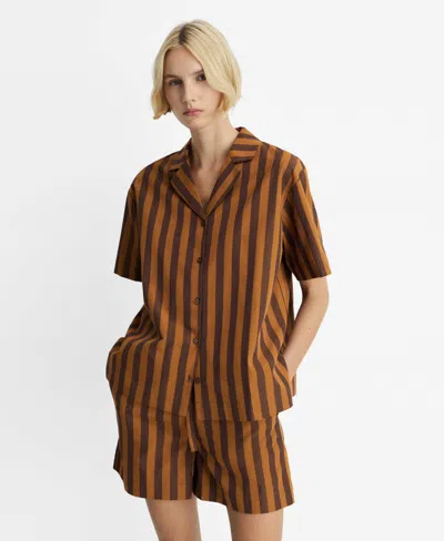 Mango Women's Two-tone Woven Striped Short Shirt
