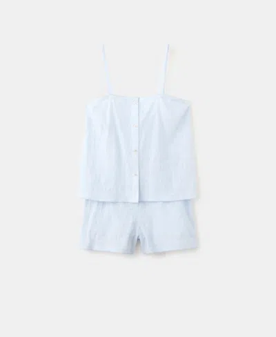 Mango Women's Two-piece Cotton Pajama Set In Blue