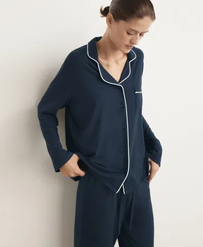 Mango Women's Two-piece Piping Detail Pajamas In Blue