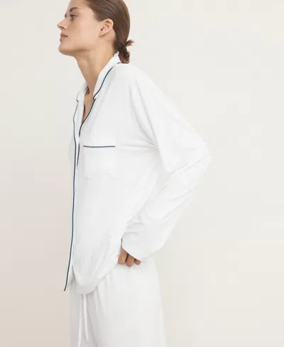 Mango Women's Two-piece Piping Detail Pajamas In White