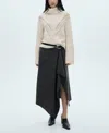 Mango Turtleneck Sweater With Unstitched Detail Ecru In Ecru
