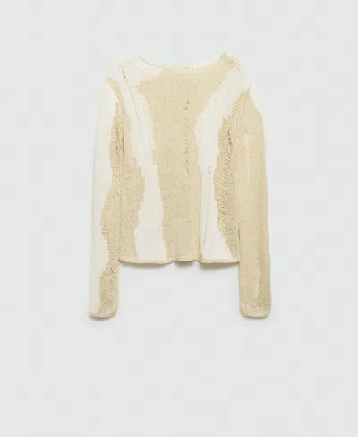 Mango Women's Unstitched Knitted Sweater In Ecru