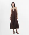 Mango Women's V-neck Cotton Dress In Brown