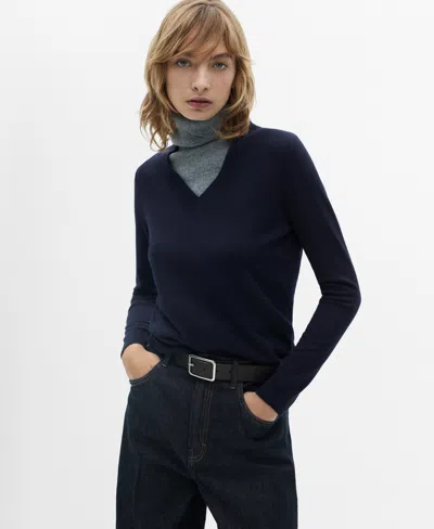 Mango Women's V-neck Knit Sweater In Blue