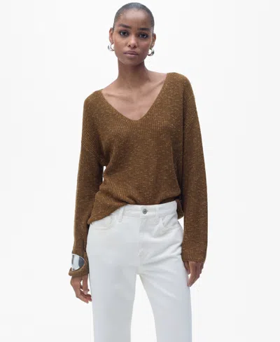 Mango Women's V-neck Knit Sweater In Brown