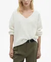 Mango Women's V-neck Knit Sweater In Ecru