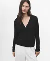 Mango V-neck Knit Cardigan In Black