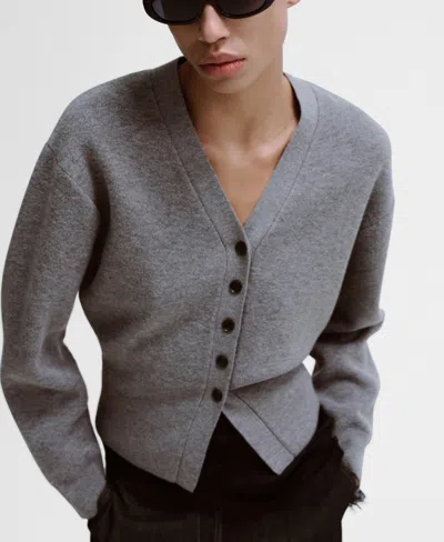 Mango Women's V-neck Knitted Cardigan In Gray