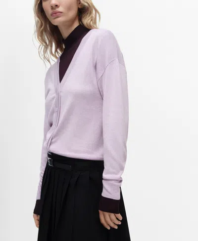 Mango Women's V-neck Knitted Cardigan In Light,pastel Purple