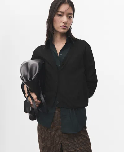 Mango V-neck Knitted Cardigan Black