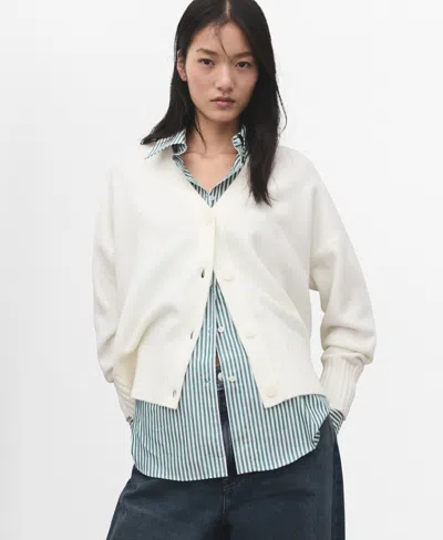 Mango Women's V-neck Knitted Cardigan Sweater In Gray