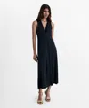 Mango V-neck Knitted Dress Black In Black