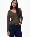 Mango Metallic Sweater In Brown