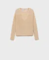 Mango Metallic V-neck Sweater In Neutral