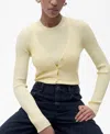 Mango V-neck Rib-knit Cardigan Pastel Yellow In Pastel Yellow