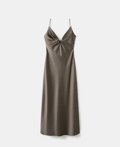 Mango Victory Hammered Satin Slipdress In Gray
