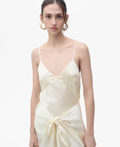 MANGO WOMEN'S V-NECK SATIN TOP