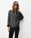 Mango V-neck Sequin Sweater Charcoal In Charcoal