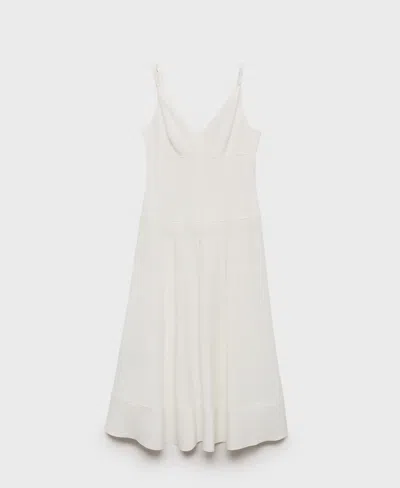 Mango Women's V-neckline Long Dress In White