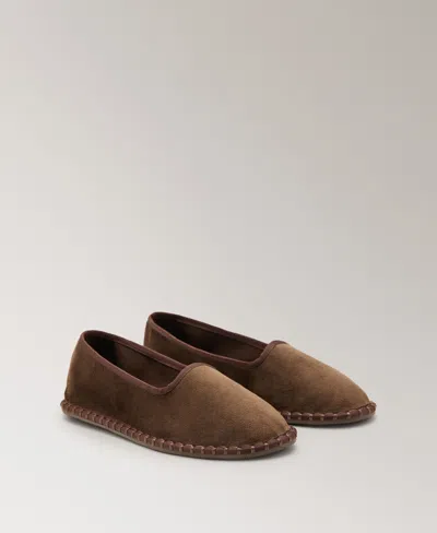 Mango Velour Loafer In Brown
