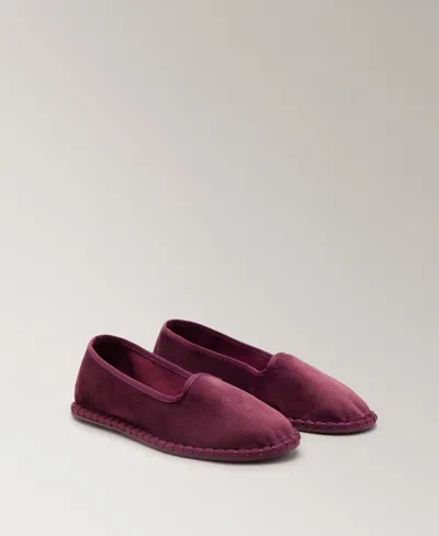 Mango Velour Loafer In Purple