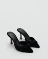 Mango Velvet Heel Sandals Black In Black