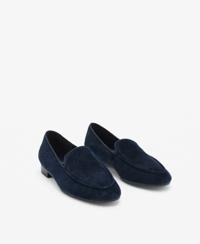 Mango Women's Slip-on Velvet Loafers In Blue