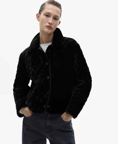 Mango Women's Velvet Padded Jacket In Black