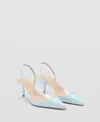 Mango Heeled Shoes With Vinyl Panel Blue In Blue