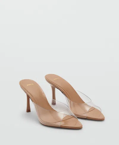 Mango Women's Vinyl Panel Heeled Shoes In Nude