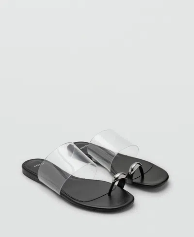 Mango Transparent Slide Sandal In Black