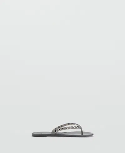 Mango Women's Vinyl Straps Studded Sandals In Gray