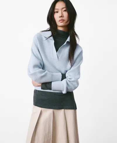 Mango Women's V-neck Knit Sweater In Blue