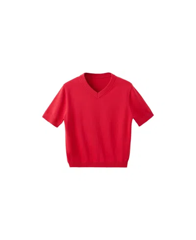 Mango Women's V-neck Knit Sweater In Red