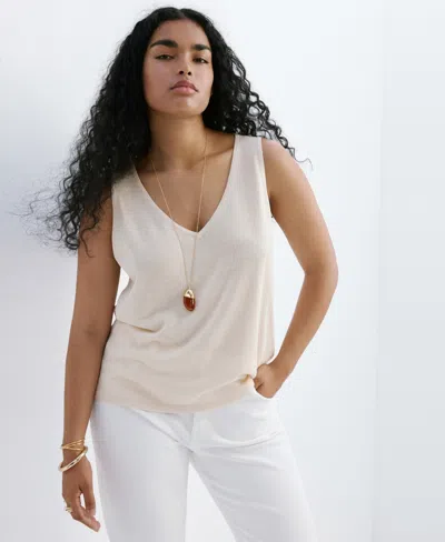 Mango Women's V-neck Knit Top In Neutral