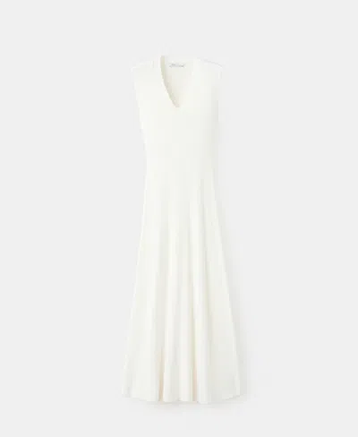 Mango Women's V-neck Knitted Dress In White