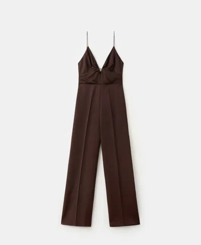 Mango Women's V-neck Long Jumpsuit In Brown
