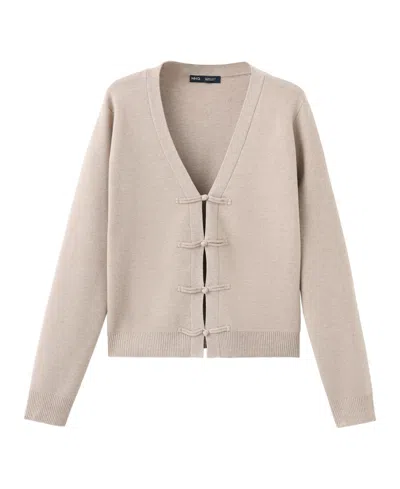 Mango Women's V-neck Long-sleeve Fitted Cardigan In Medium Brown