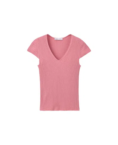Mango Women's V-neck Ribbed Knit Sweater In Strawberry